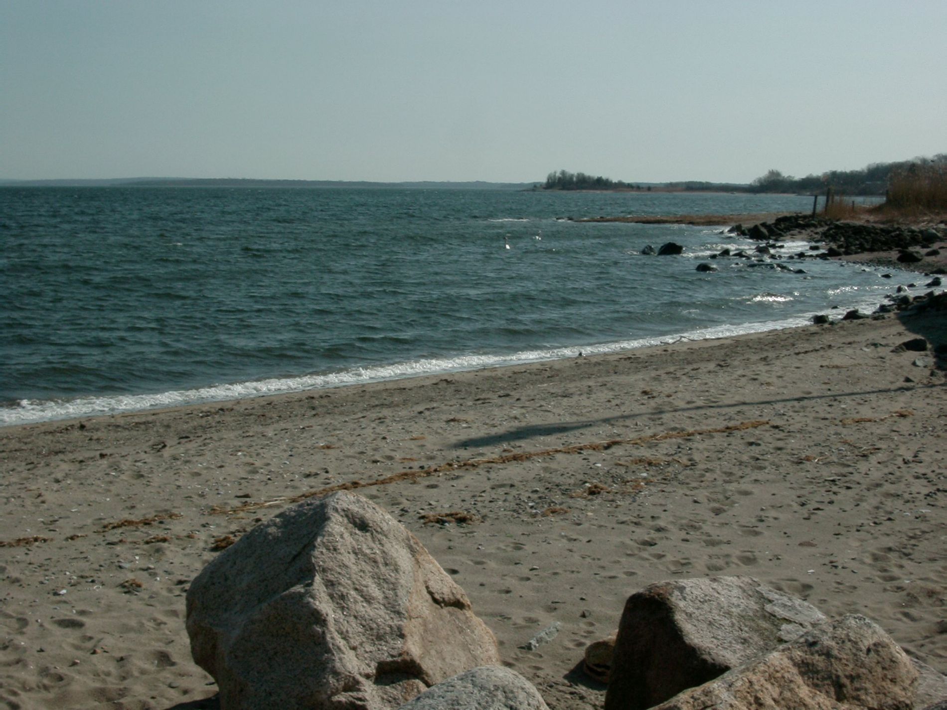 Beach looking South. Beach sand has been carried away by recent storms