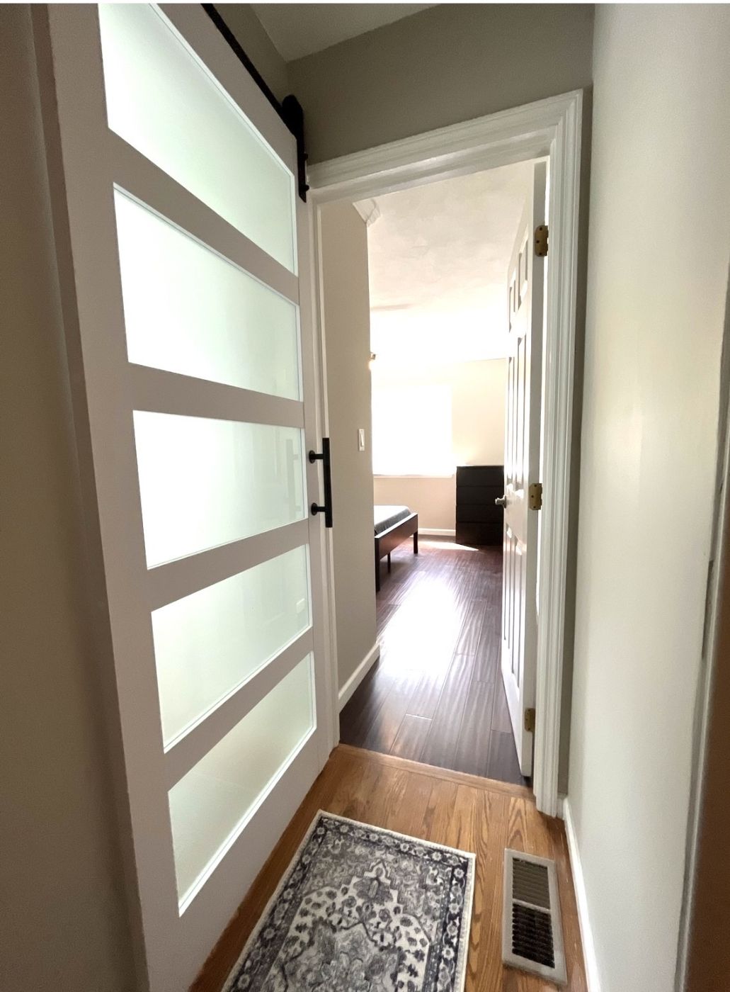 1st floor guest quarters hallway, full bath, bedroom kitchenette Liv room 