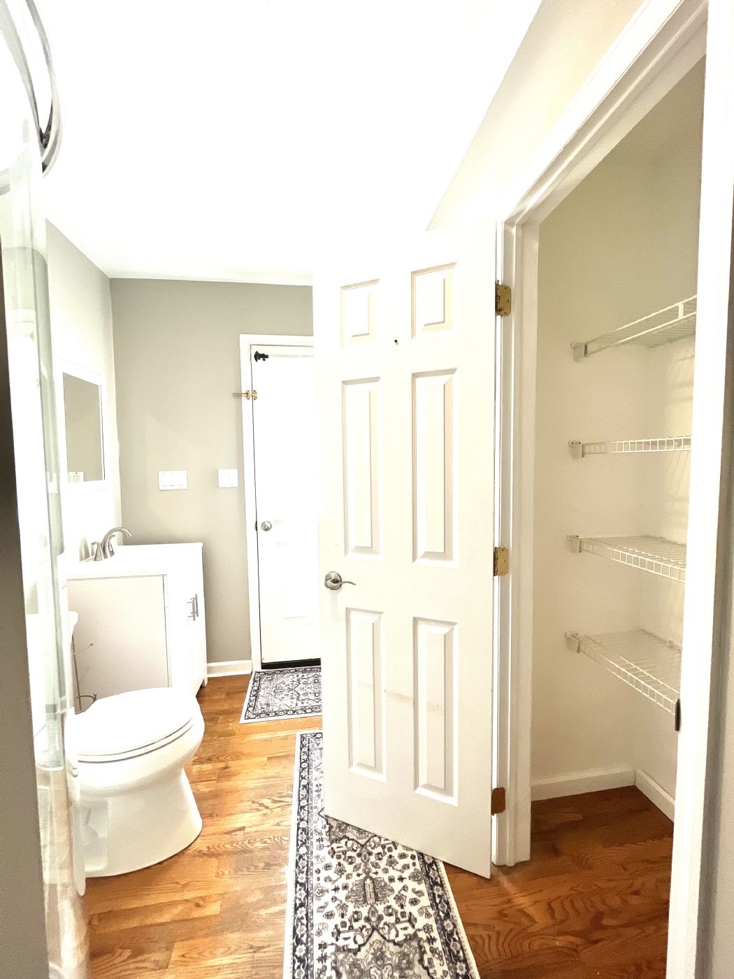 1st floor Guest quarters  full bath.large linen closet, convenient outside entrance to deck and pool